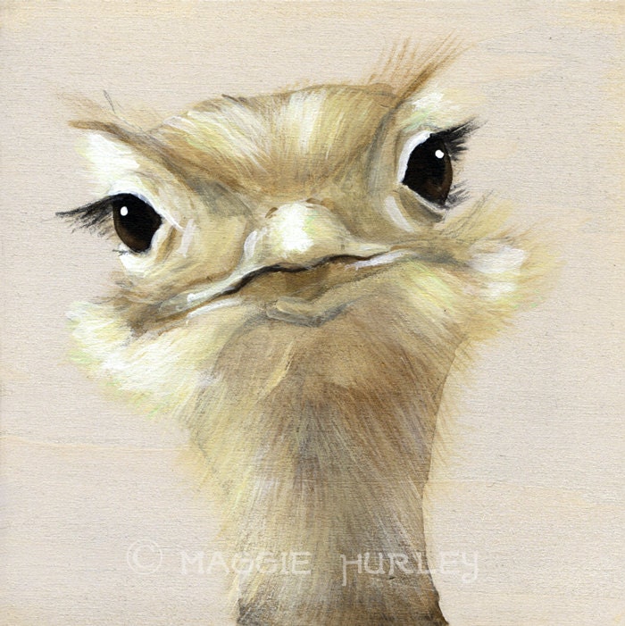 Print on Wood - A Goofy Ostrich