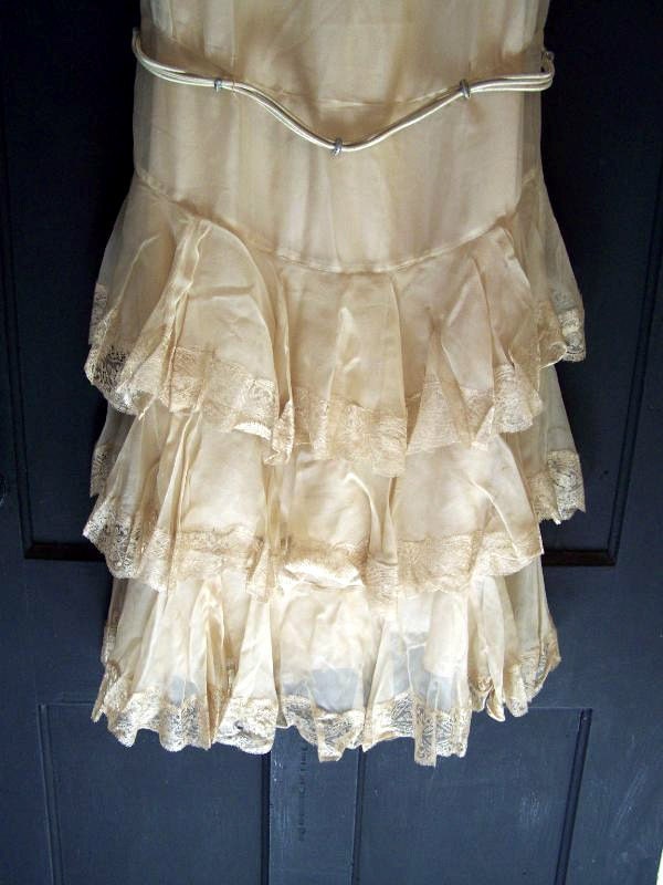 1920s Gorgeous Silk Chiffon and Lace Wedding Dress