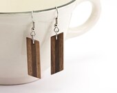 Geometric Walnut Earrings, Handmade Wood Jewelry