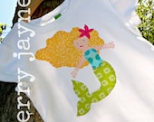 Custom Made- Ella the Enchanted Mermaid - Applique Shirt or Onesie-Choose your mermaids hair color