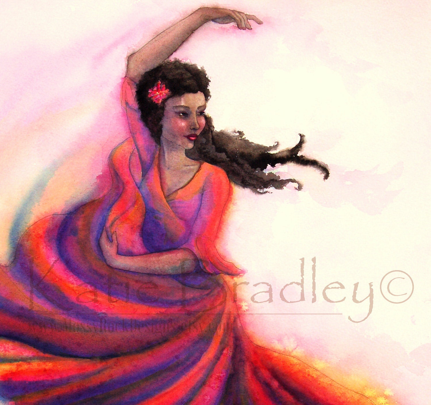 ORIGINAL 15x22 watercolor, Flamenco Dancer