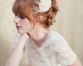Bridal Head Piece, feather head piece, gold hair piece, feather fascinator, wedding headpiece, Sophie Ships in 1 Month