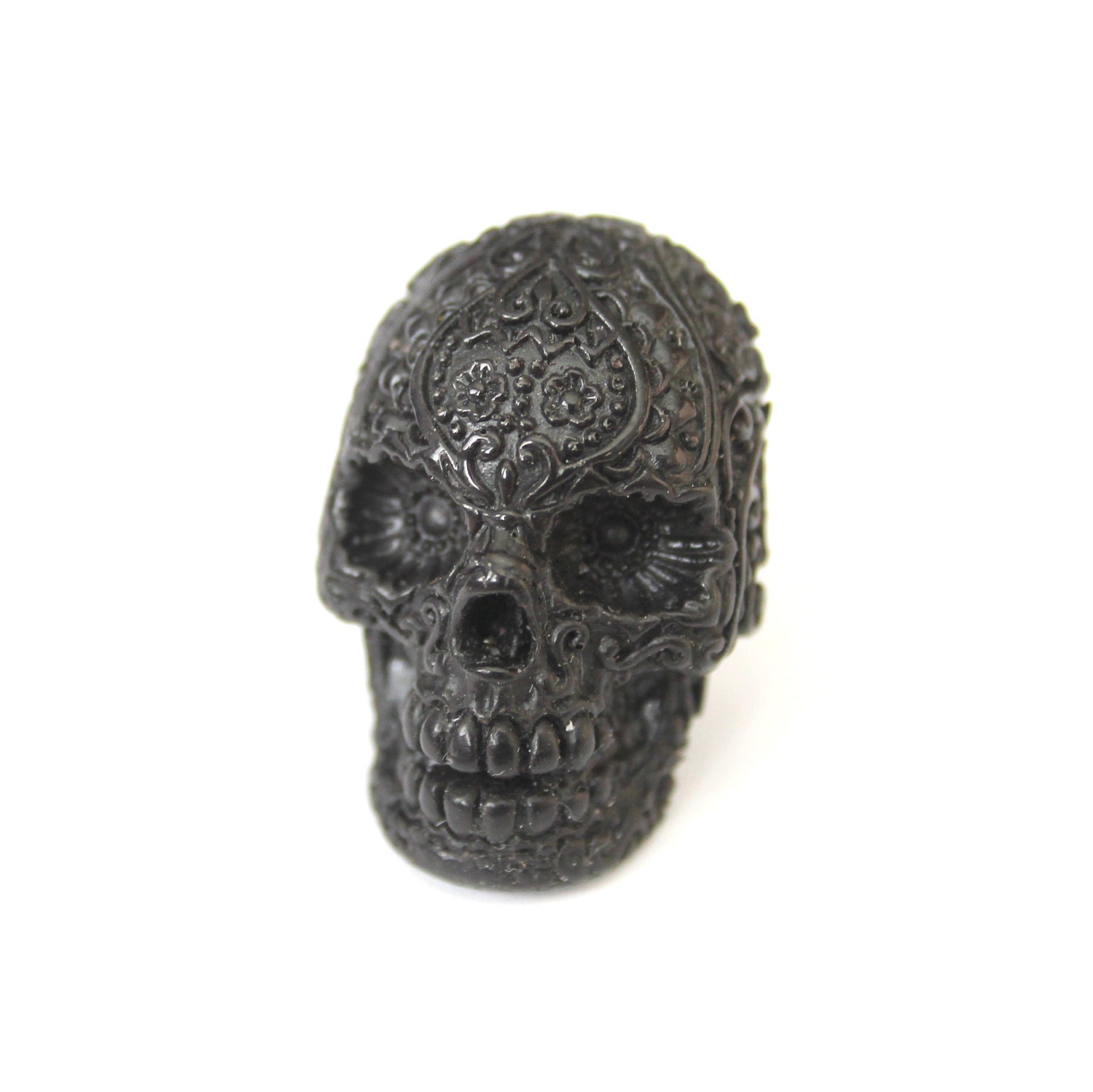 Onyx Black Sugar Skull Cocktail Ring