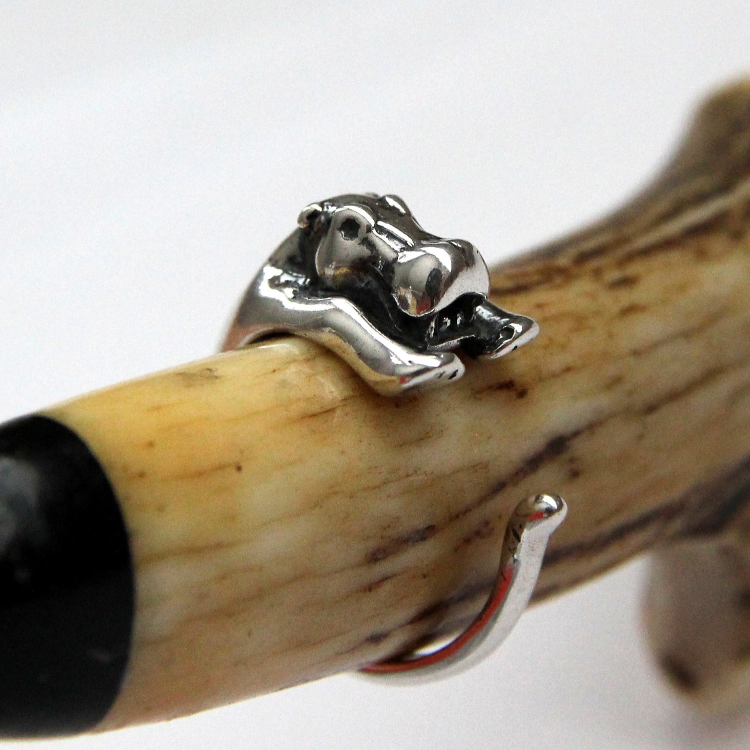 Baby Hippopotamus Ring in Solid Sterling Silver