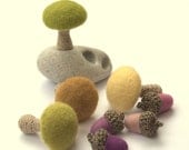 Felted mushroom Alice in Wonderland party decor Woodland Birthday Weddings favor gift M size olive purple decoration autumn pastel keyring