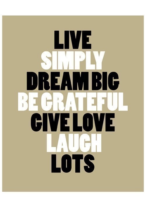 LIVE SIMPLY inspiring print in 8x10 inches on A4 in Natural Brown and Jet Black