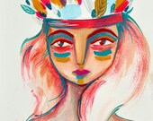 art print indian woman illustration