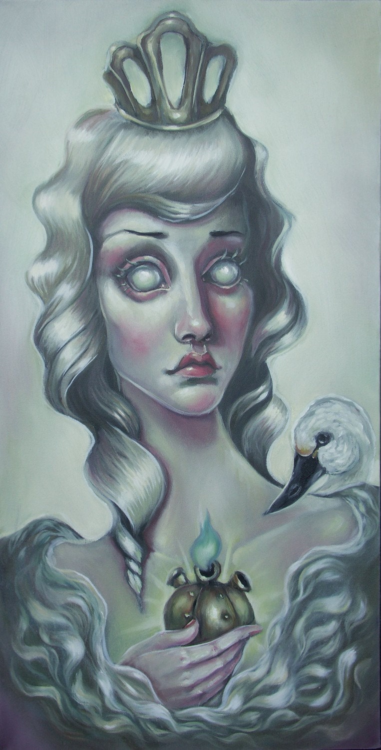 Oil on Canvas Lowbrow art, original painting on stretched canvas by Elizabeth Caffey ON SALE