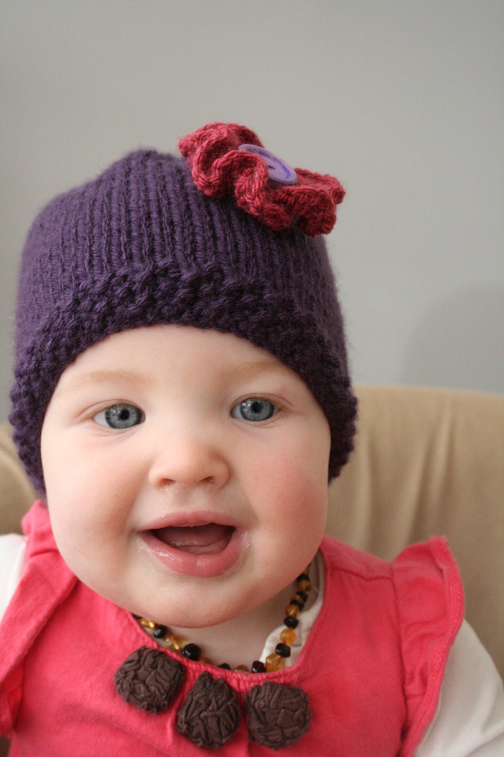 The Flower - Custom knit interchangeable flower hat, newborn to 4T, choose size and colours