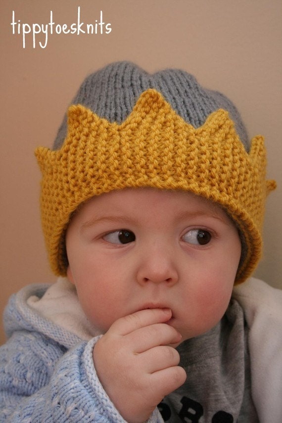 The Royal - Custom knit crown hat, newborn to 4T, choose size and colours
