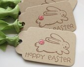 Easter Bunny Gift Tags Hoppy Easter - Set of 6 - Custom Colors Available - Easter Favor Tags Easter Party Tags Il_170x135