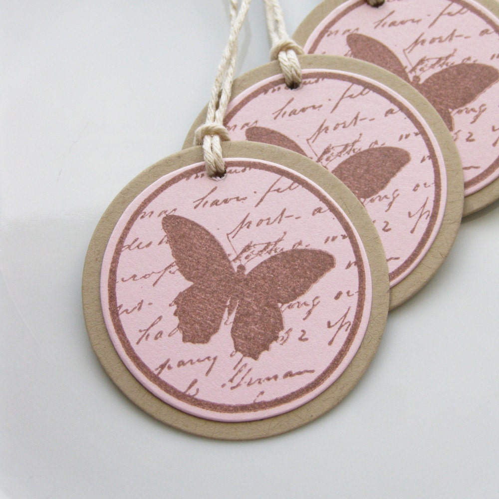 Butterfly Gift Tags - Set of 6 - Custom Colors Available - Butterfly Party Favor Tags Butterfly Birthday Il_570xn