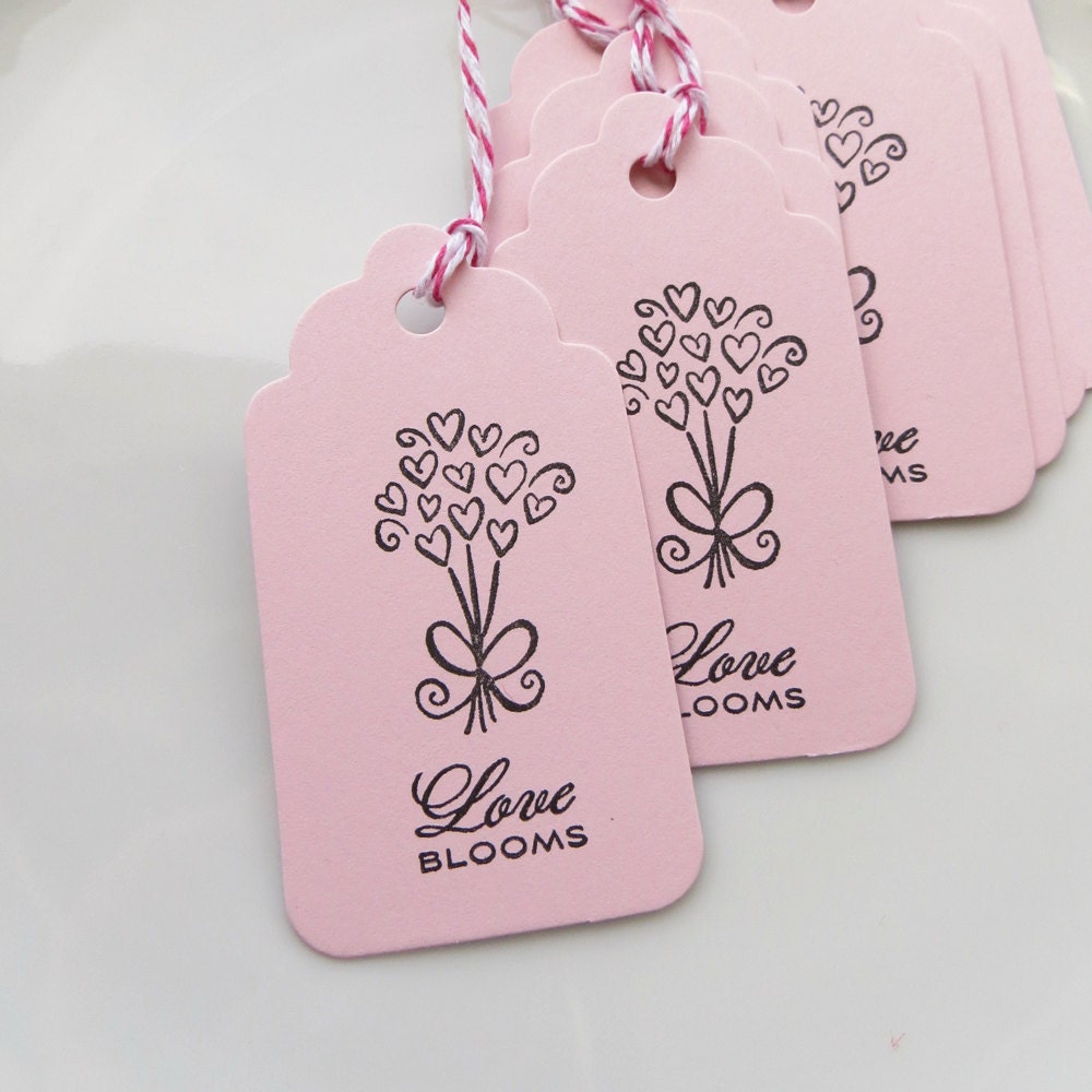 Love Blooms Tags - Set of 8 - Custom Colors Available - Wedding Love Party Tags Bridal Shower Tags Il_570xn