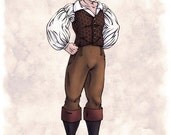 Regency Fashion Print - Gentleman at Home in 19th c. Regency England - Costume Illustration
