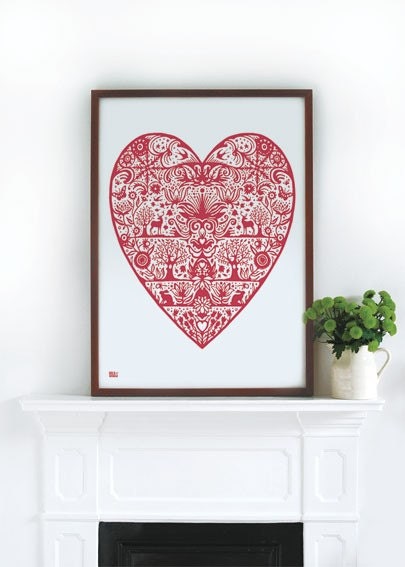 My Heart in Raspberry Sorbet - decorative screen print