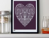 Wild Wood in Dark Mulberry - decorative screen print