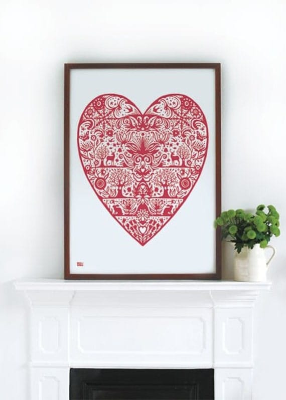 My Heart in Raspberry Sorbet - decorative screen print