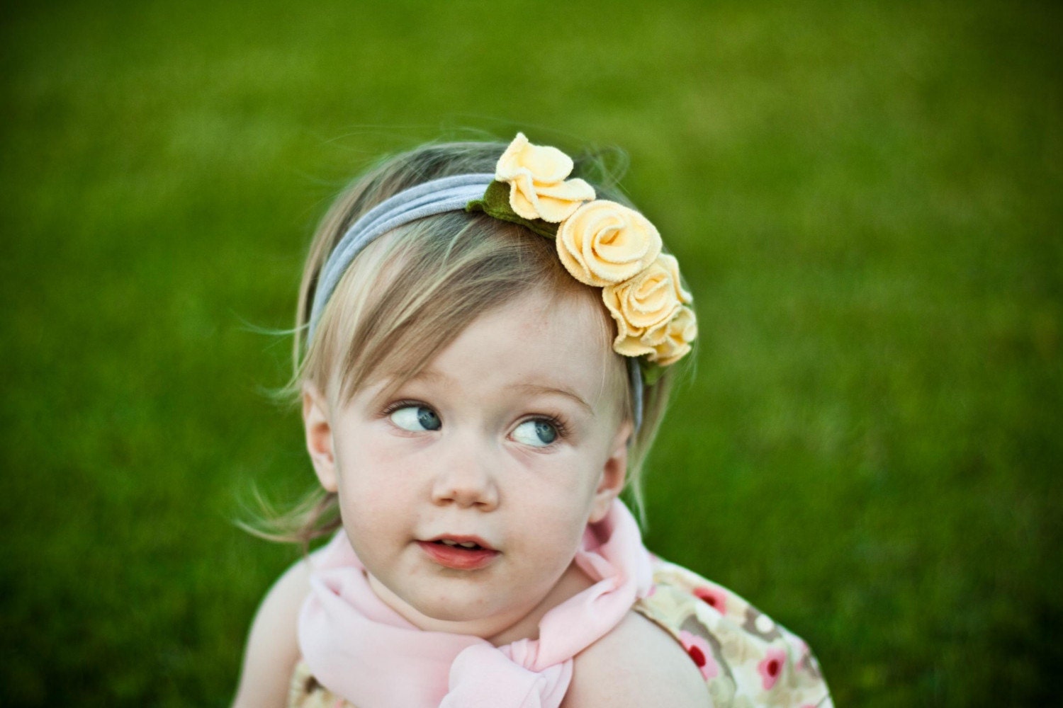 Lemon Cream snugars HEADBAND hair band hat beanie baby infant toddler newborn girls