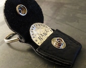 Personalized Golf Ball Marker - Hand Stamped Sterling Silver with handmade Leather Keychain Case - 1 inch - up to 25 stamped characters