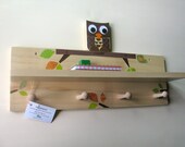 Chocolate Brown Owl Shelf and Peg Rack Combo - eco-friendly- by Maple Shade Kids