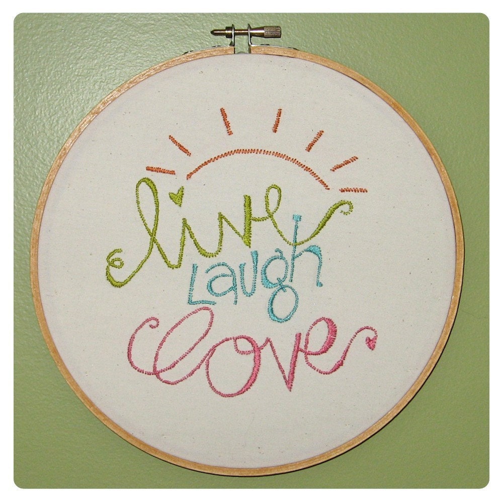Live Laugh Love Handstitched Embroidery Wall Decor