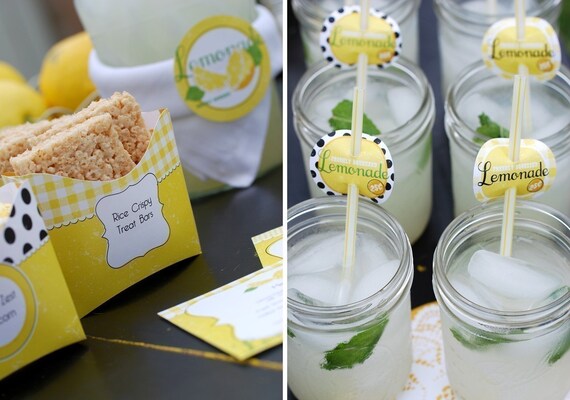 Lemonade Stand PRINTABLE Party Collection - You Customize EDITABLE TEXT Instant Download Il_570xn