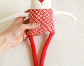 Plush Cat Kitty Recycled Fabric Baby Friendly Cute Adorable Soft Red