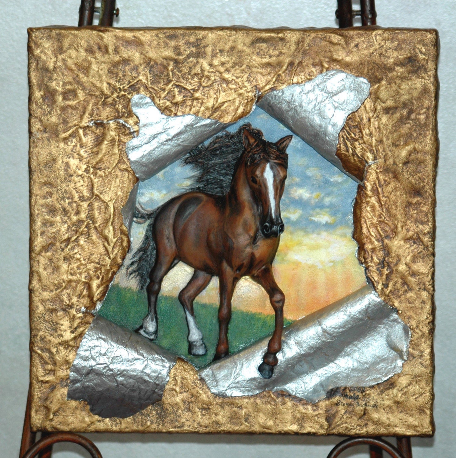 Breaking Through  3D Horse   original painting