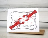 Valentine card. Lobster love card for your Maine squeeze