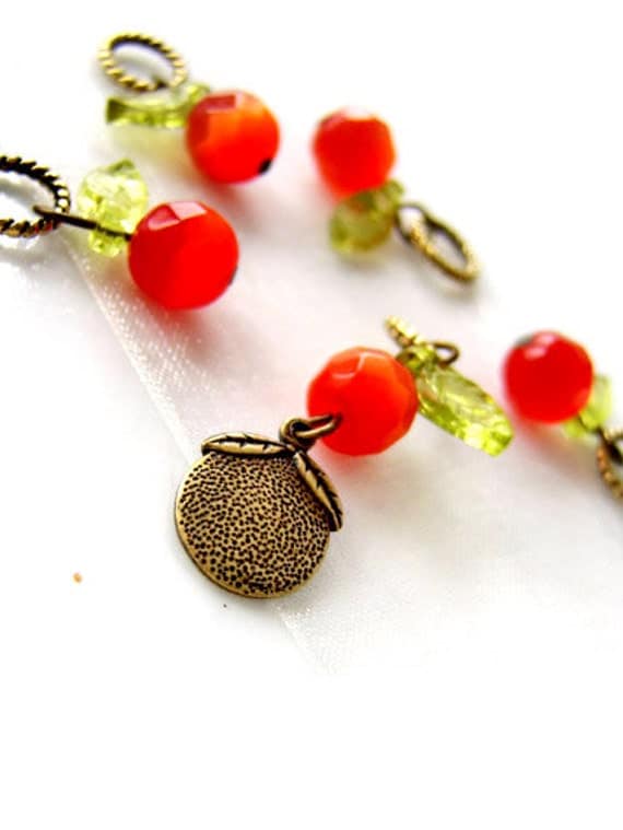Orange Blossom Special - Five Handmade Stitch Markers - 5.0 mm (8 US) - Limited Edition