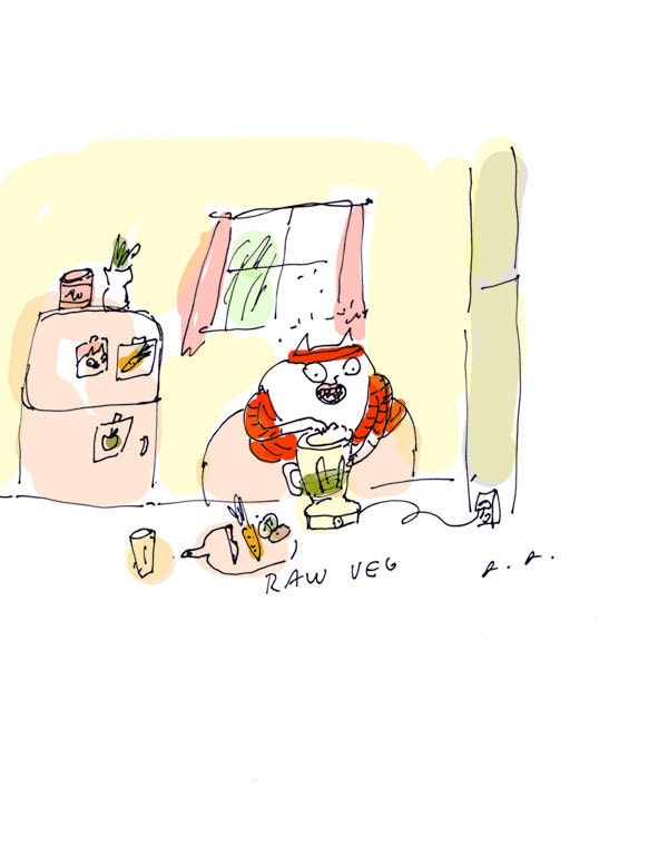 Kitchen Art- Healthy Eating- Cat Print- Vegan- Raw Veg- Vegetables