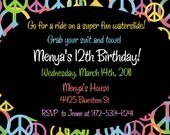 Neon Peace Sign Invitation