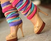 Fashion Leg Warmers - Flower Blossom Stripes