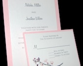 5x7 Cherry Blossom Metallic Layered Wedding Invitation