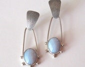 Blue Lace Agate Sterling Silver Dangle Earrings, Handmade and ready to ship