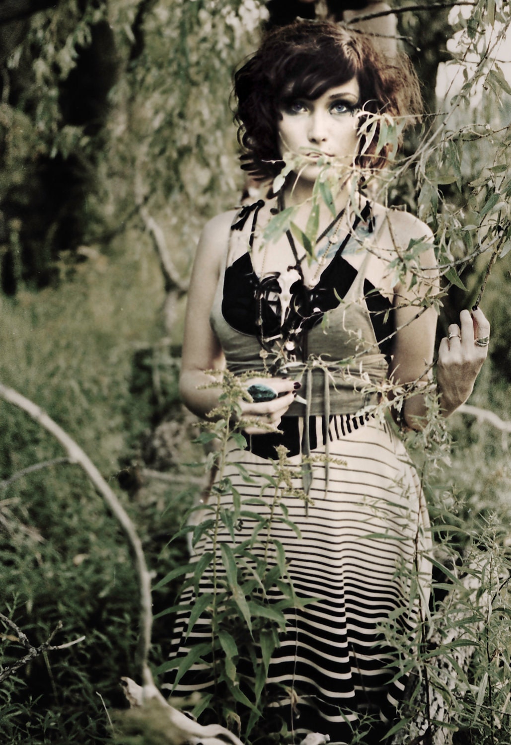 Enter a World of Illusion - Circus Noir Bustier Waist Cincher Skirt - OOAK - S/M