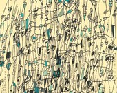 Quigley's Castle art print  line drawing  fine art abstract print abstract line drawing map art whimsical art 17 inches x 11 inches