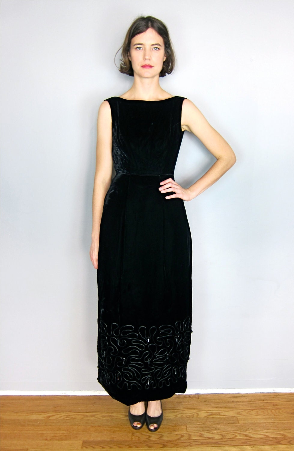 Beautiful Black Velvet 60's Gown