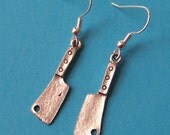 Tiny Butcher Knife Dangle Earrings on Silver Hooks