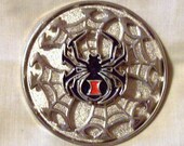 Vintage Spinning Silver SpiderWeb Round Belt Buckle Goth Punk