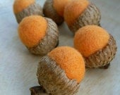 Felt Acorns Orange, 8 Wool Home Decor Autumn Pumpkin Handmade Waldorf Woodland Natural Nature Fall Thanksgiving Rustic Halloween