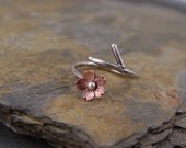 Cherry Blossom Branch Adjustable Ring, Spring Jewelry, Plum Blossom, 1 ring  MADE to ORDER, Twig Ring, Branch Ring, POINTED petals