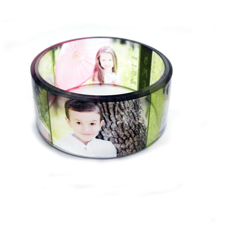 Personalized Keepsake Chunky Photo Bangle Bracelet, Resin