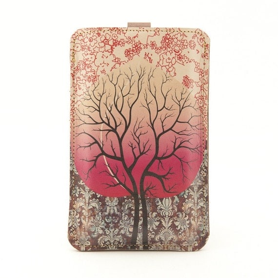 Leather iPhone/iTouch/HTC (Desire/Mozart) Case - Peach Tree