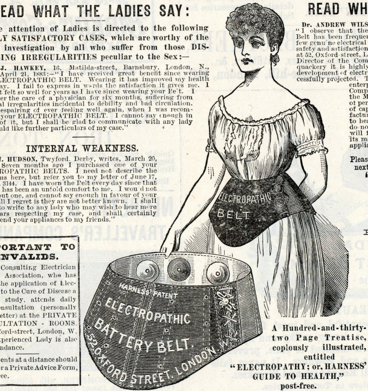 1885 Rare Antique Advertisement for the Electropathic Battery Belt