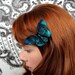 Butterfly Hair Clip Peacock Fascinator Silk Origami Butterfly Black and Peacock Teal Blue Silks Gift LARGE SIZE shown