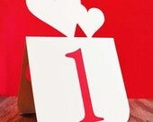 Wedding Table Numbers with double heart Accent 1 to 25
