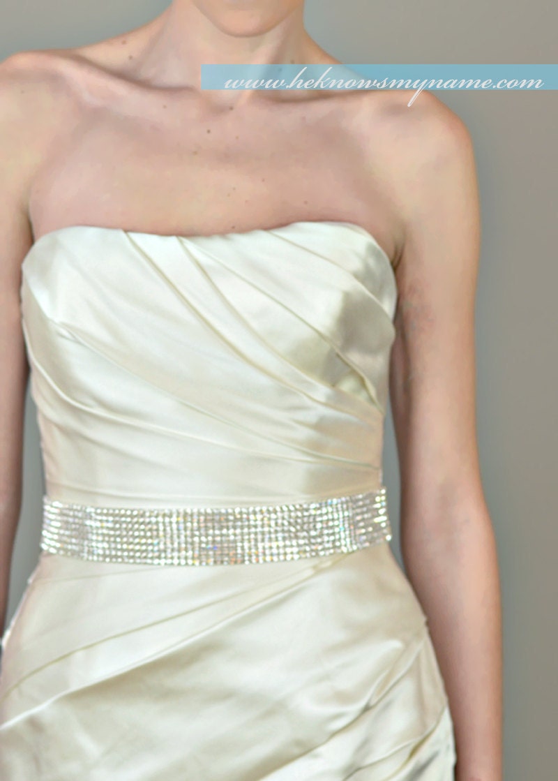 Weddings Bridal Accessories Bridal Sash, Wide Rhinestone Sash / Bridal Belt (8 Rows)- rhinestone belt, crystal belt