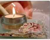 Seaside Tealight Glass Candle - Beach Wedding Favor or Decoration