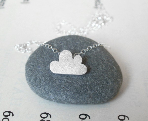 lucky happy cloud necklace in sterling silver (size small), handmade in beautiful Cornwall, UK